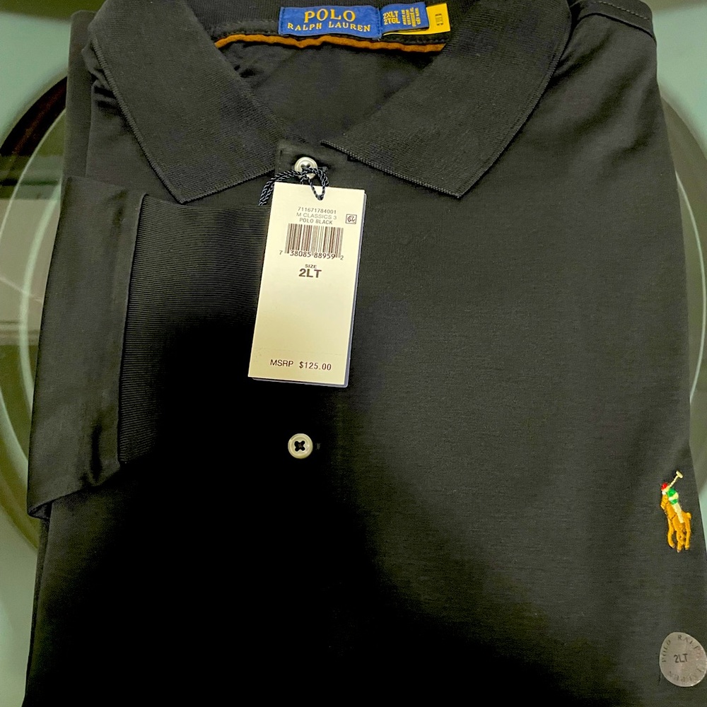 RALPH LAUREN POLO LONG SLEEVE. 2XL TALL. BLACK.